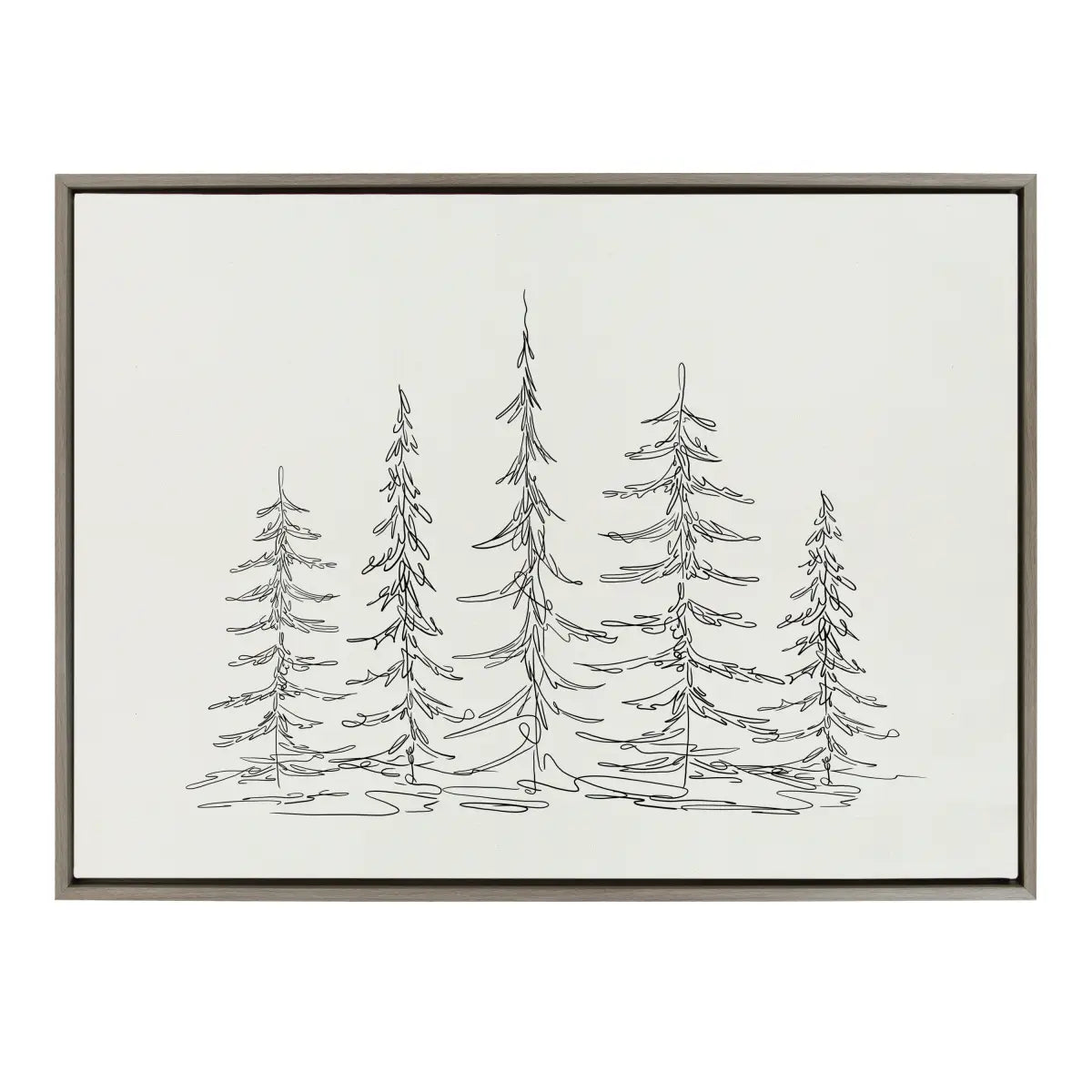 Framed Canvas - Minimalist Evergreen Trees Sketch - kateandlaurel