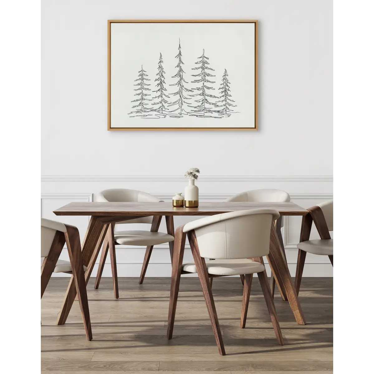 Framed Canvas - Minimalist Evergreen Trees Sketch - kateandlaurel