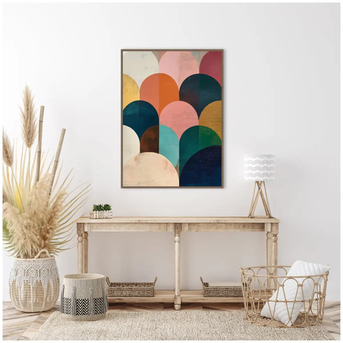 Minimalist Geometric Abstract Jewel Tone Framed Canvas - kateandlaurel