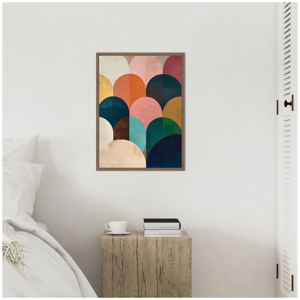 Minimalist Geometric Abstract Jewel Tone Framed Canvas - kateandlaurel