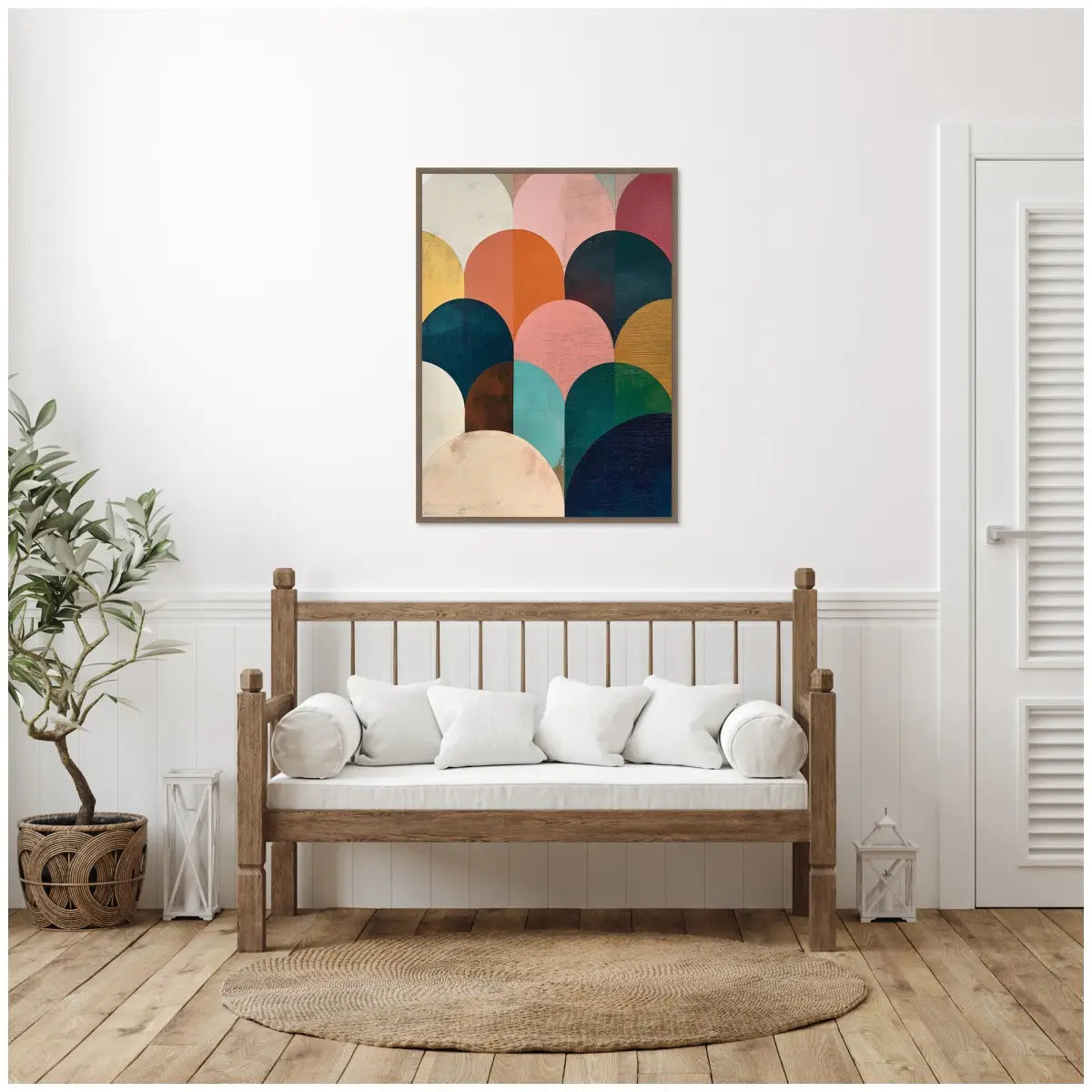 Minimalist Geometric Abstract Jewel Tone Framed Canvas - kateandlaurel