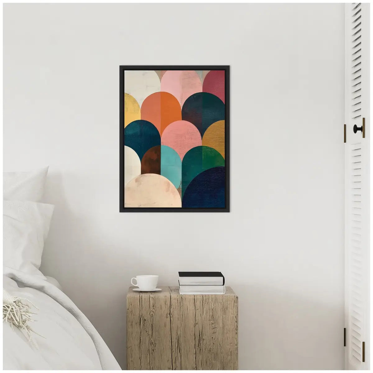 Minimalist Geometric Abstract Jewel Tone Framed Canvas - kateandlaurel
