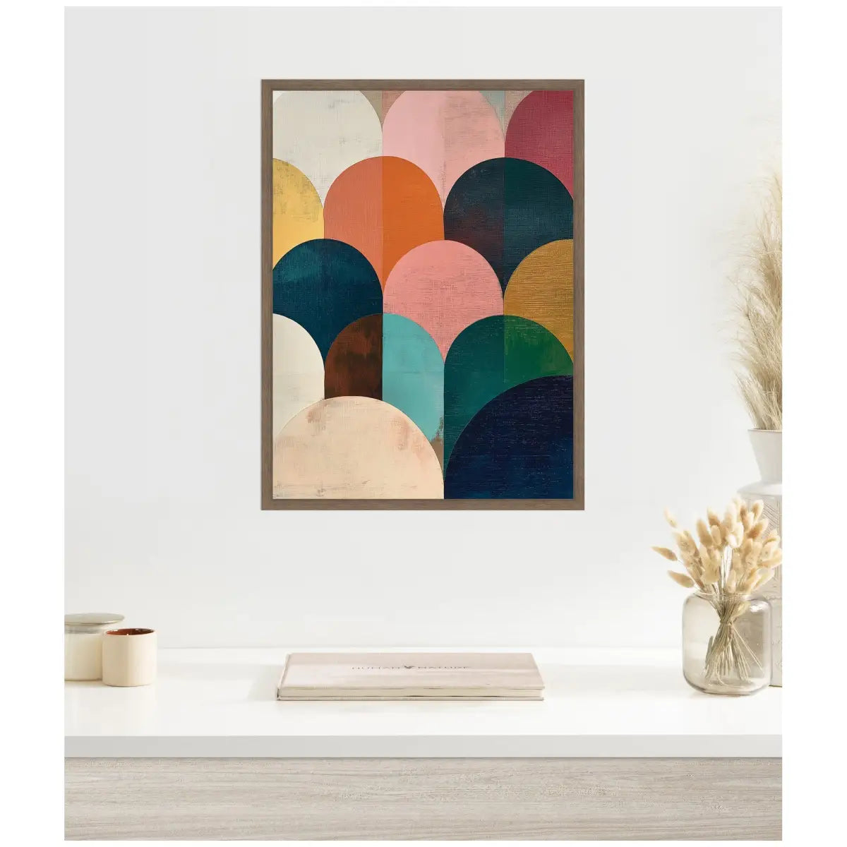 Minimalist Geometric Abstract Jewel Tone Framed Canvas - kateandlaurel