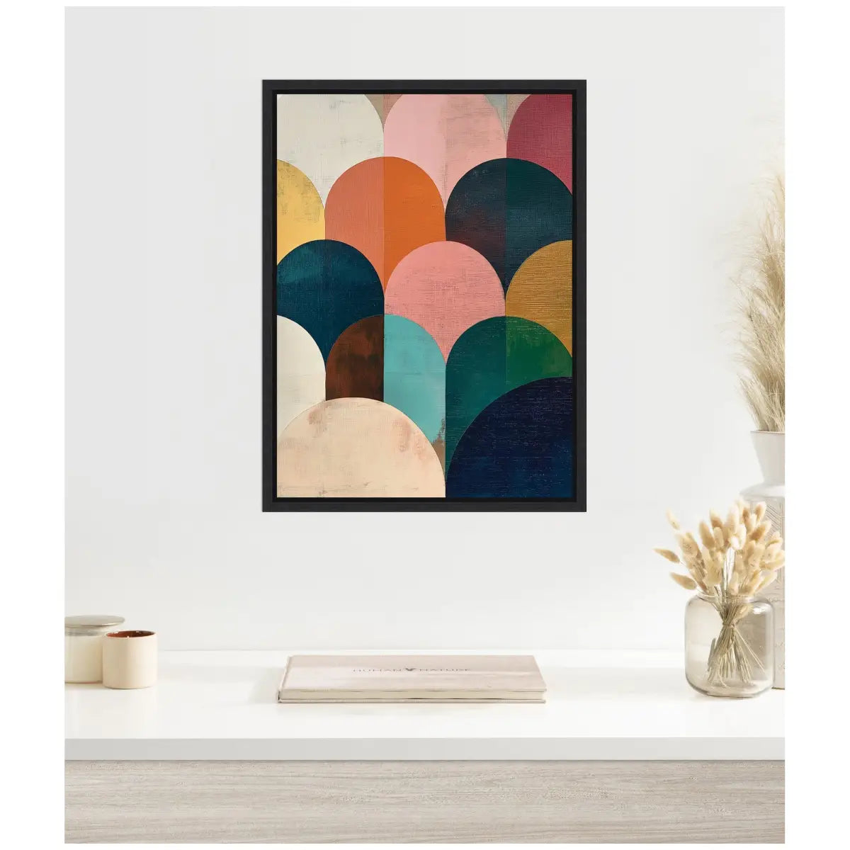Minimalist Geometric Abstract Jewel Tone Framed Canvas - kateandlaurel