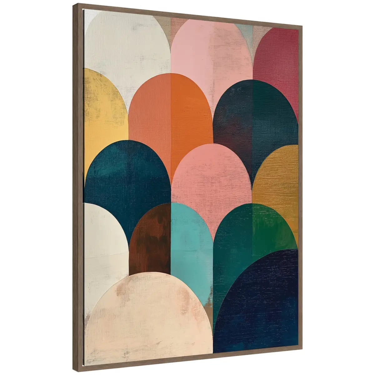 Minimalist Geometric Abstract Jewel Tone Framed Canvas - Brown / 28x38 - kateandlaurel