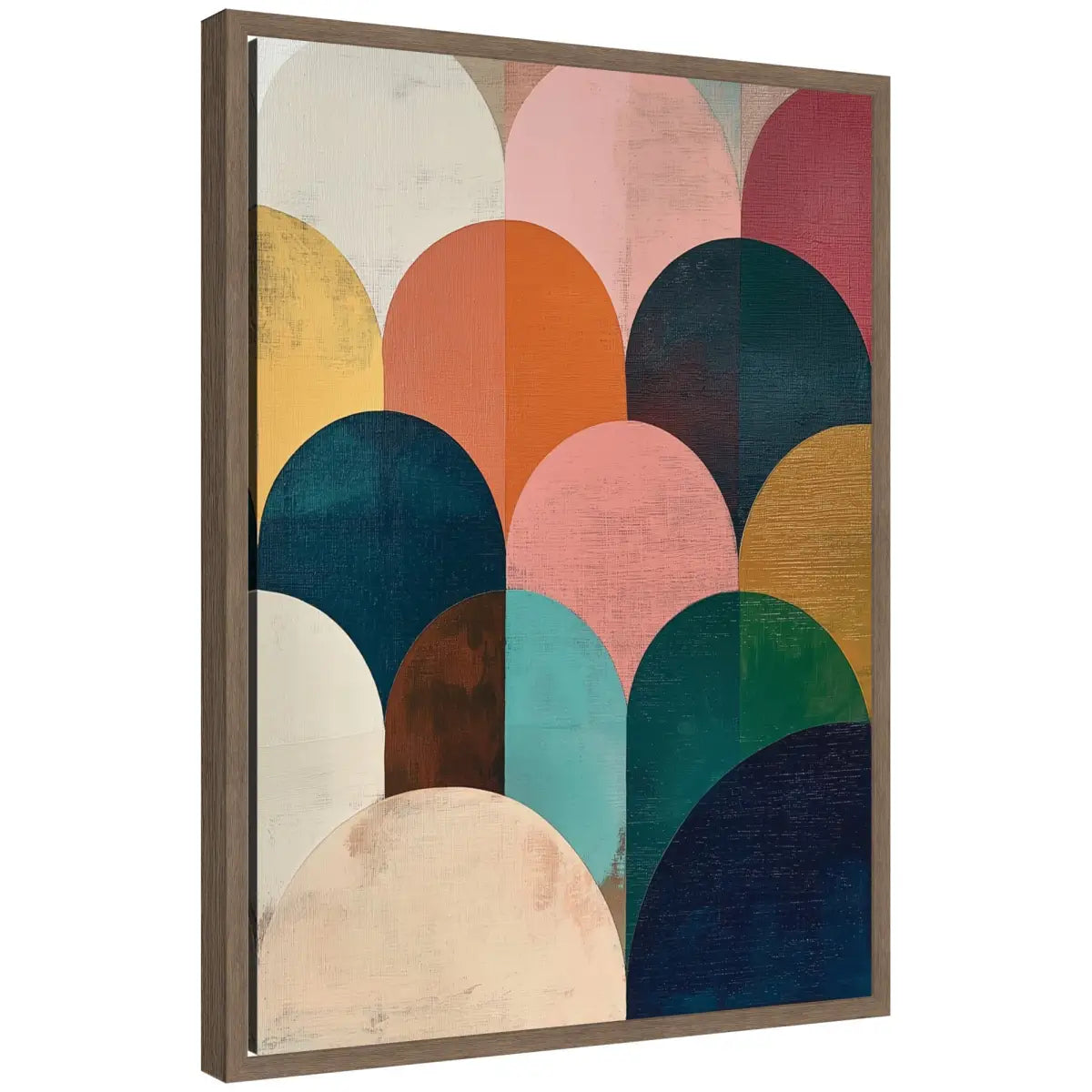 Minimalist Geometric Abstract Jewel Tone Framed Canvas - Brown / 18x24 - kateandlaurel