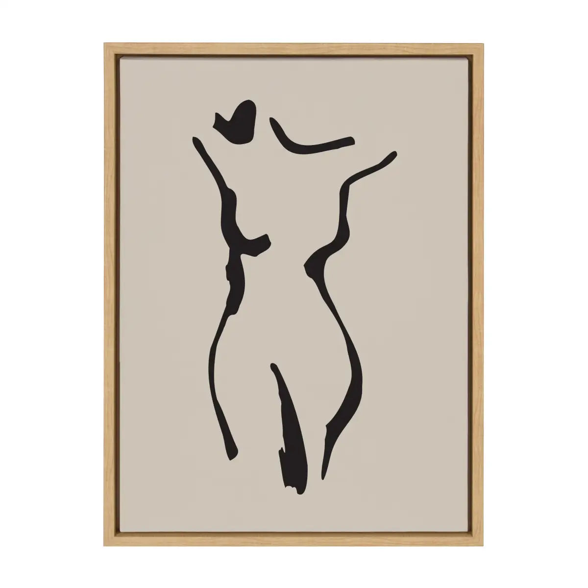 Framed Canvas Art - Minimalist Neutral Line Art Nude Drawing Body - Natural / 18x24 - kateandlaurel