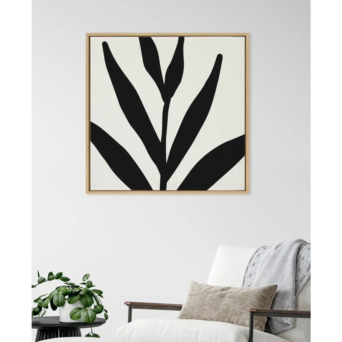 Framed Canvas - Modern Botanical Neutral Abstract 1 - kateandlaurel