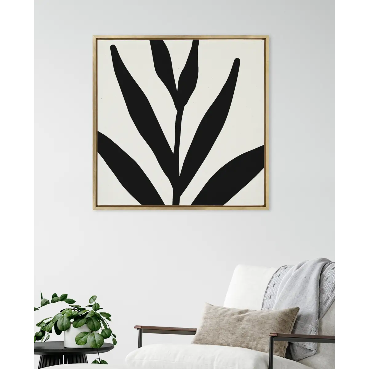 Framed Canvas - Modern Botanical Neutral Abstract 1 - kateandlaurel