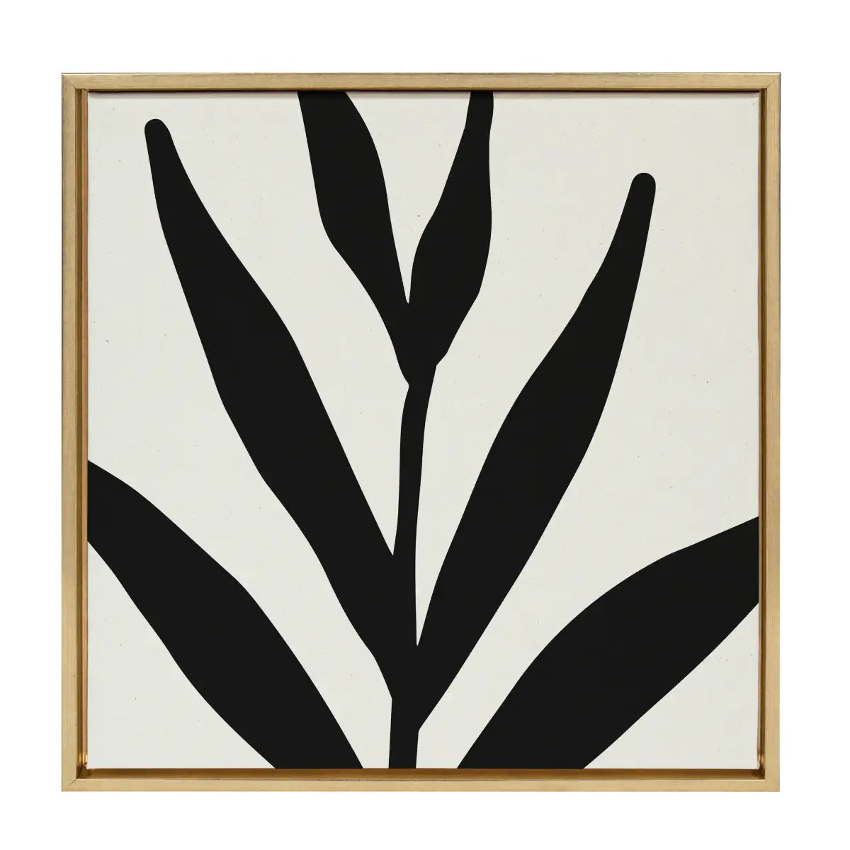 Framed Canvas - Modern Botanical Neutral Abstract 1 - Gold / 22x22 - kateandlaurel