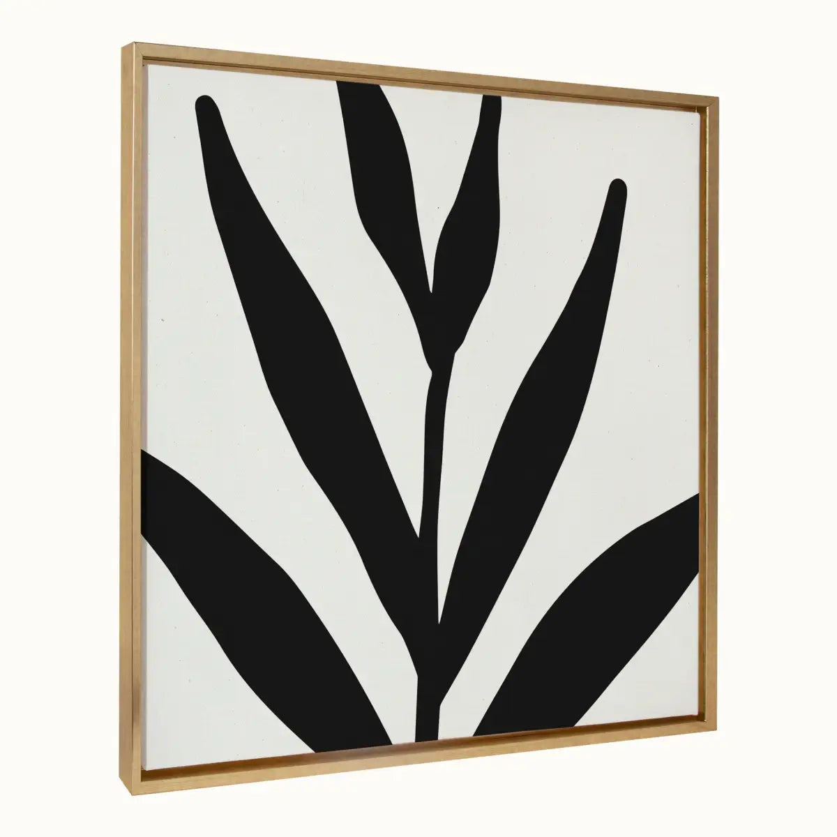 Framed Canvas - Modern Botanical Neutral Abstract 1 - Bright Gold / 30x30 - kateandlaurel