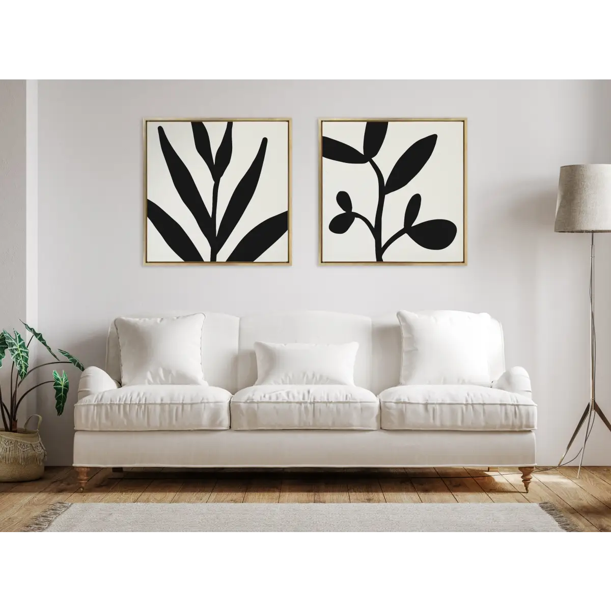 Modern Botanical Neutral Abstract 2 Framed Canvas - kateandlaurel