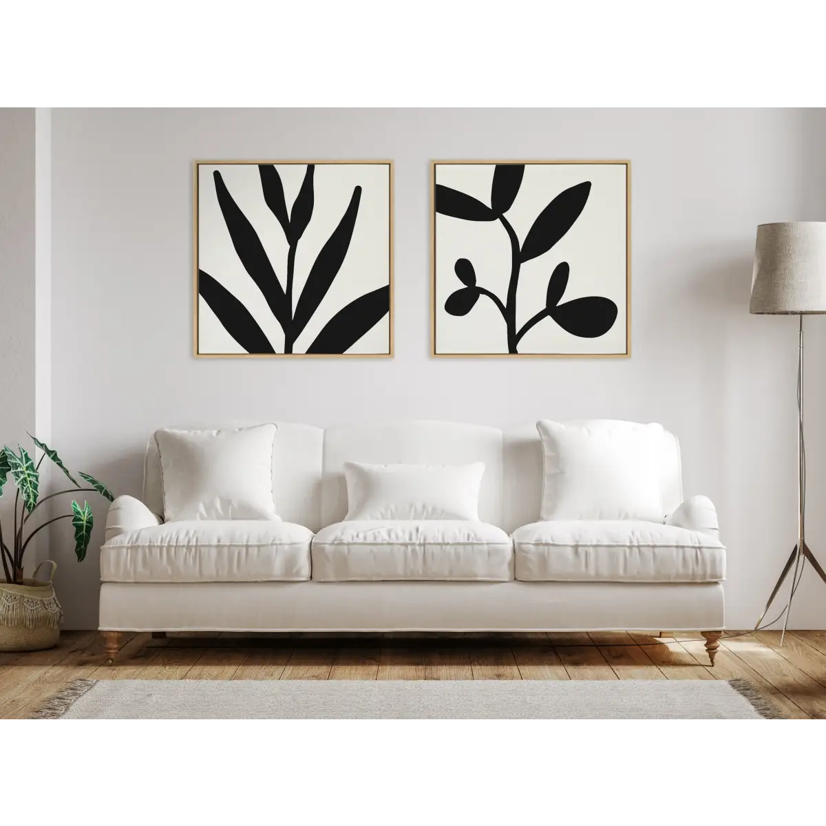 Modern Botanical Neutral Abstract 2 Framed Canvas - kateandlaurel