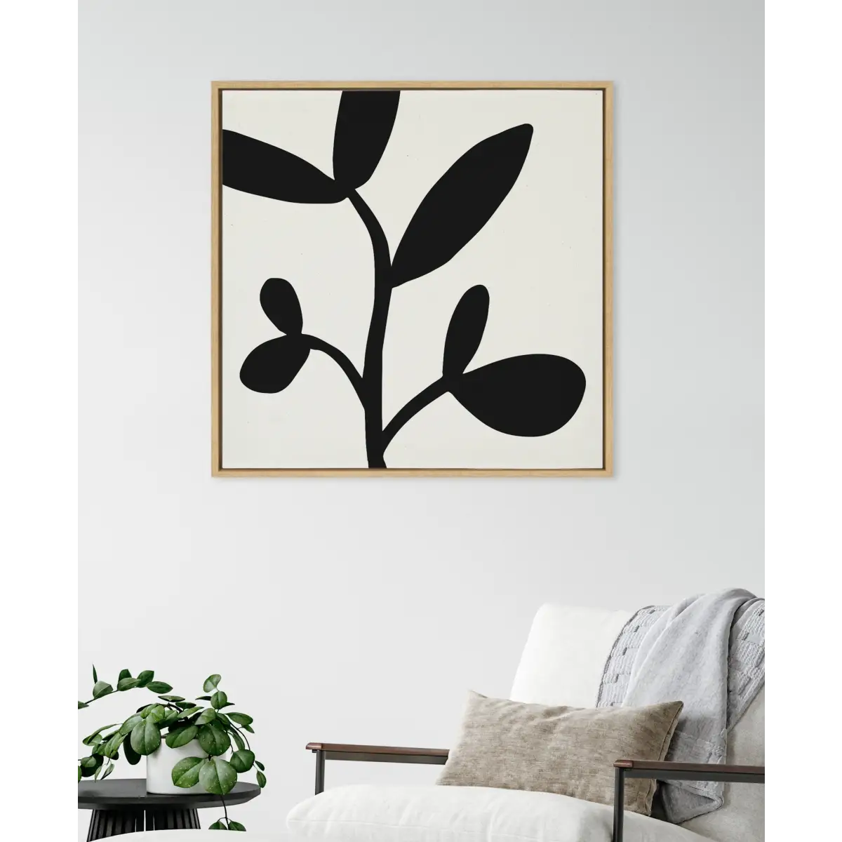 Modern Botanical Neutral Abstract 2 Framed Canvas - kateandlaurel