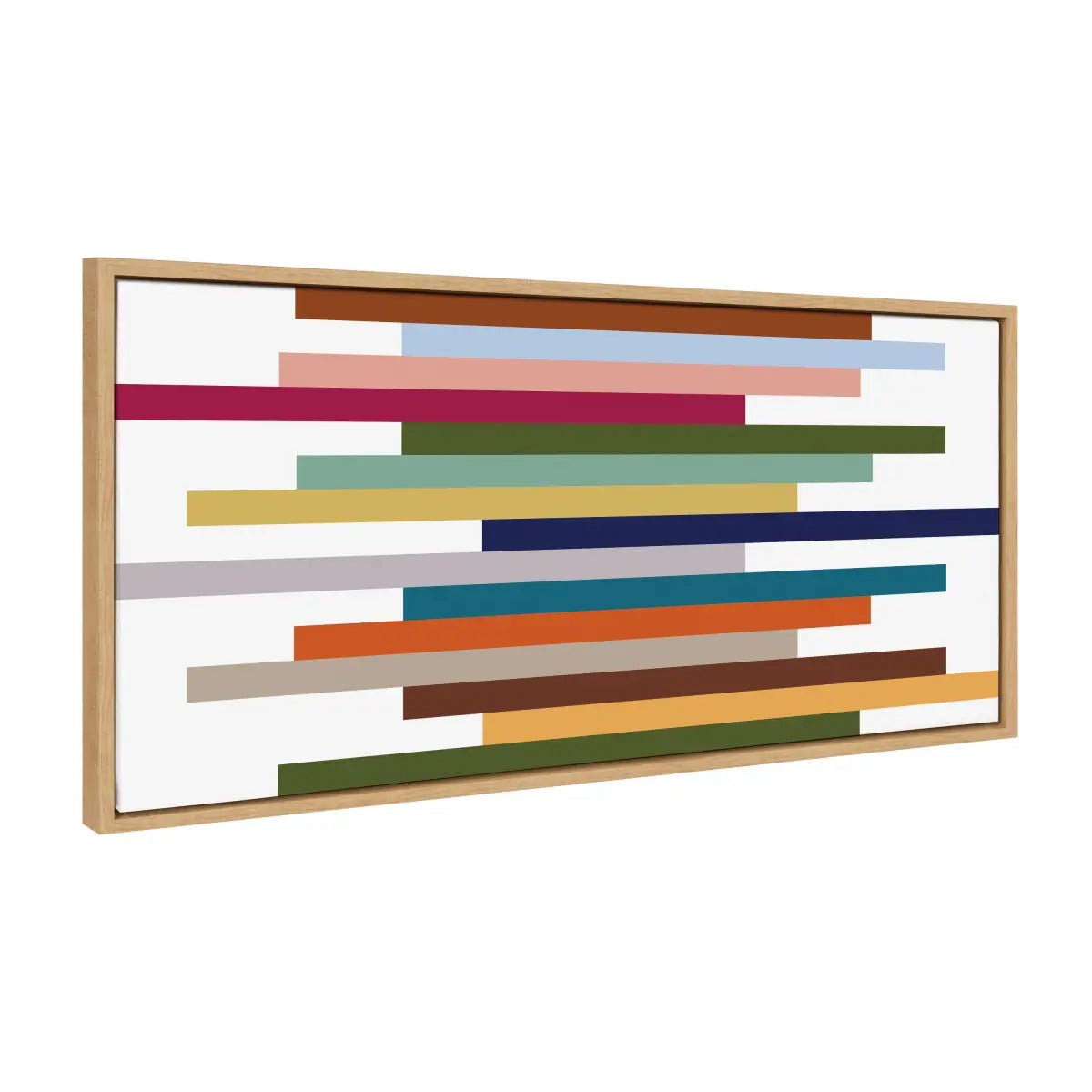 Framed Canvas - Modern Color Block Stacks - Natural / 18x40 - kateandlaurel