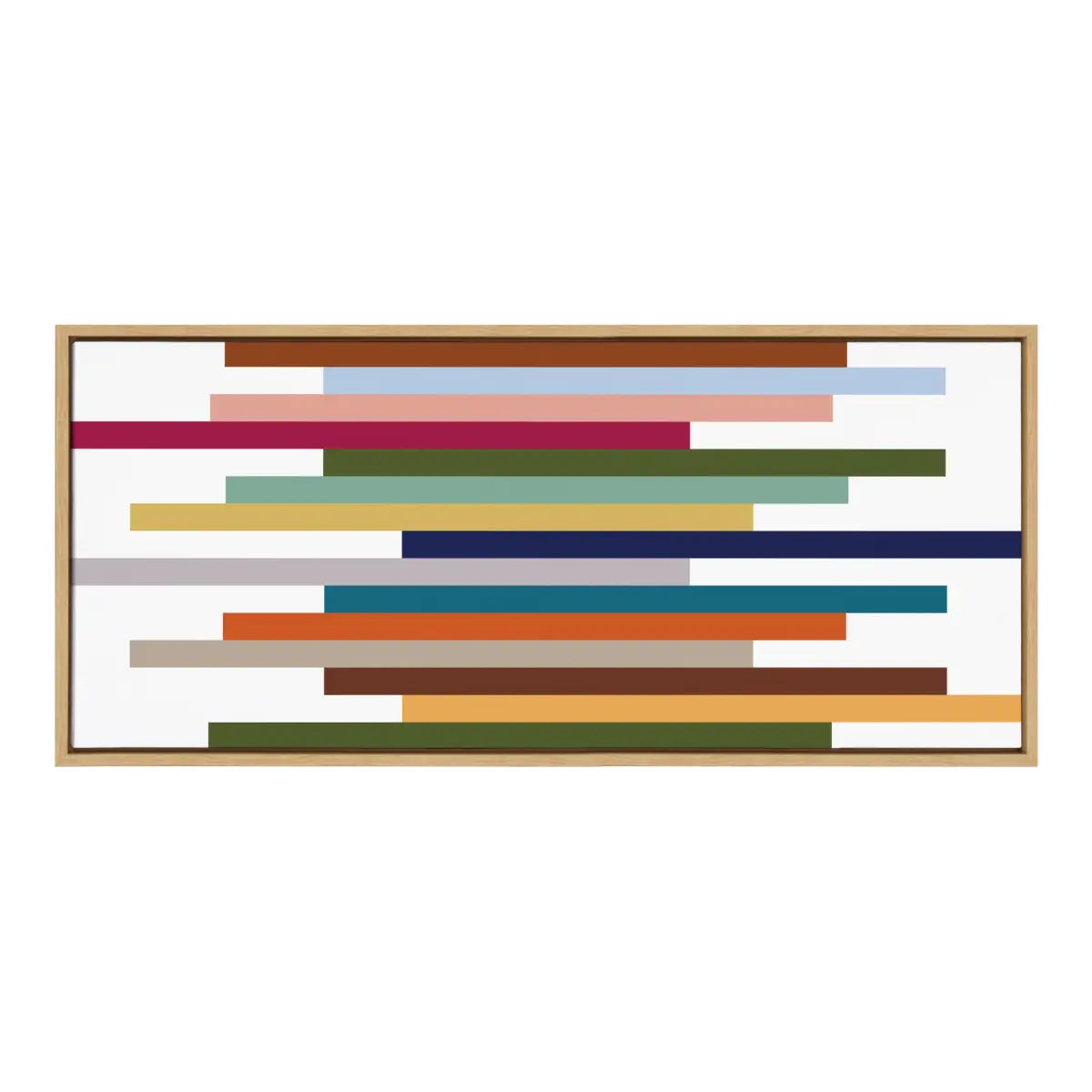 Framed Canvas - Modern Color Block Stacks - Natural / 18x40 - kateandlaurel