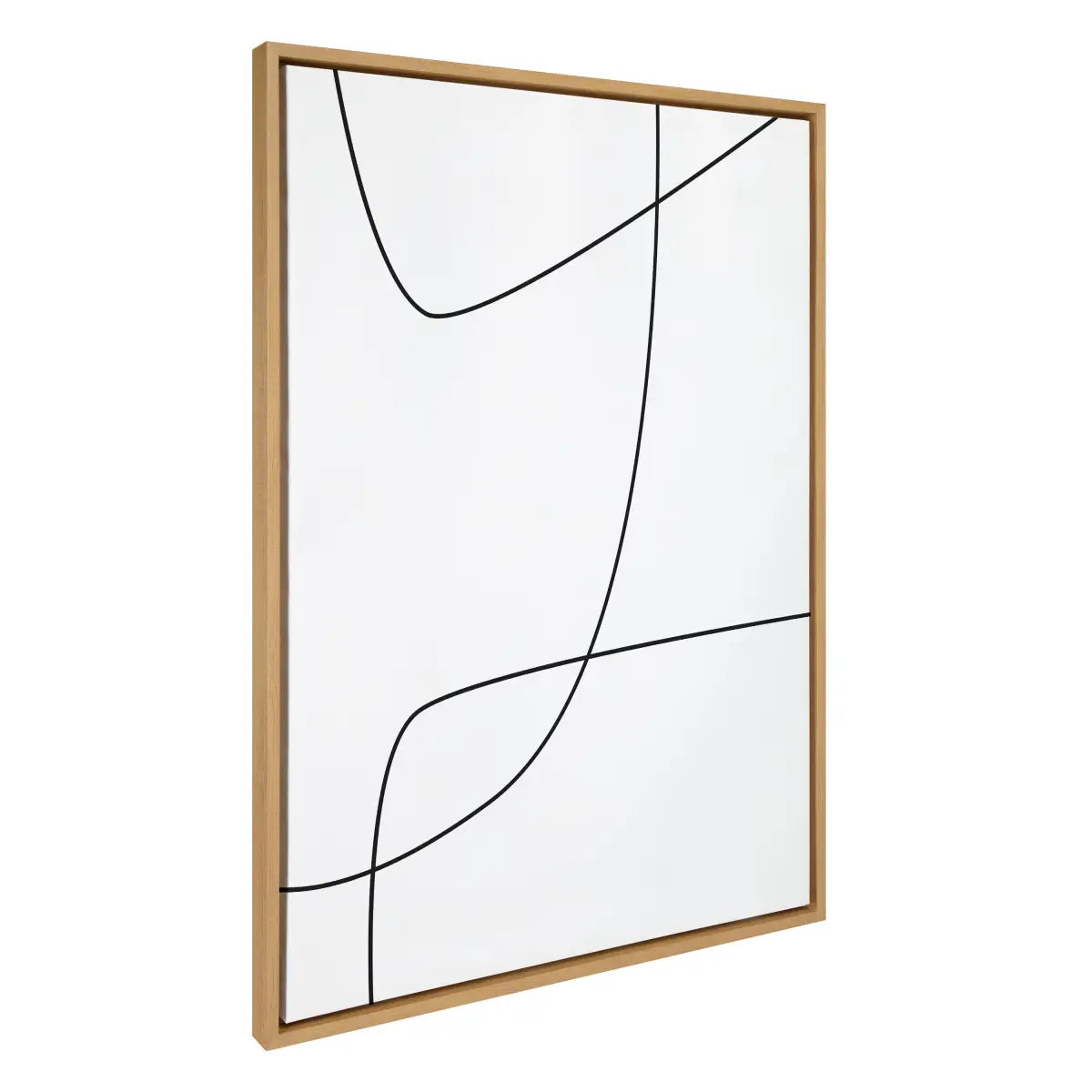 Framed Canvas - Modern Line Abstract 3 BW - Gold - kateandlaurel