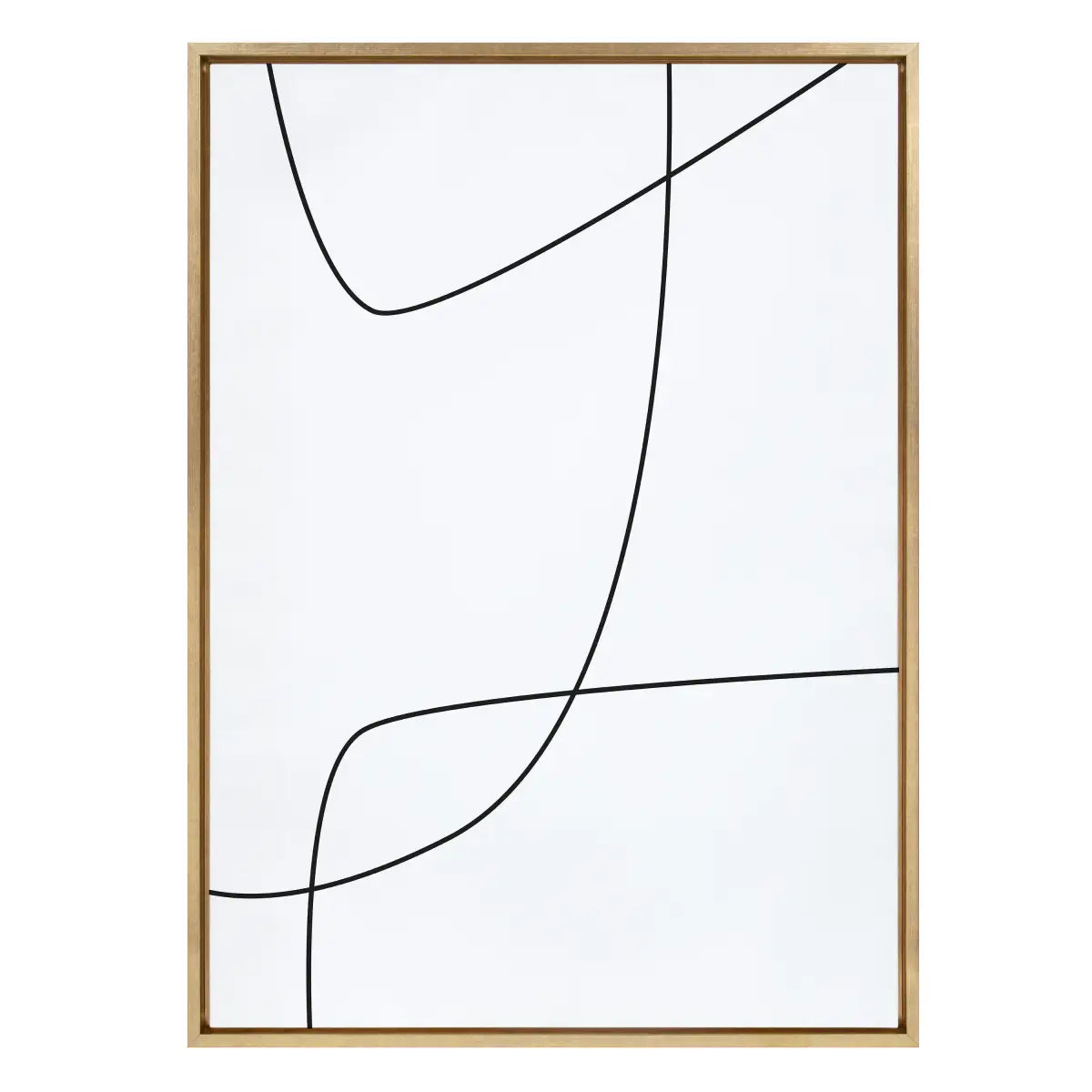 Framed Canvas - Modern Line Abstract 3 BW - Gold - kateandlaurel