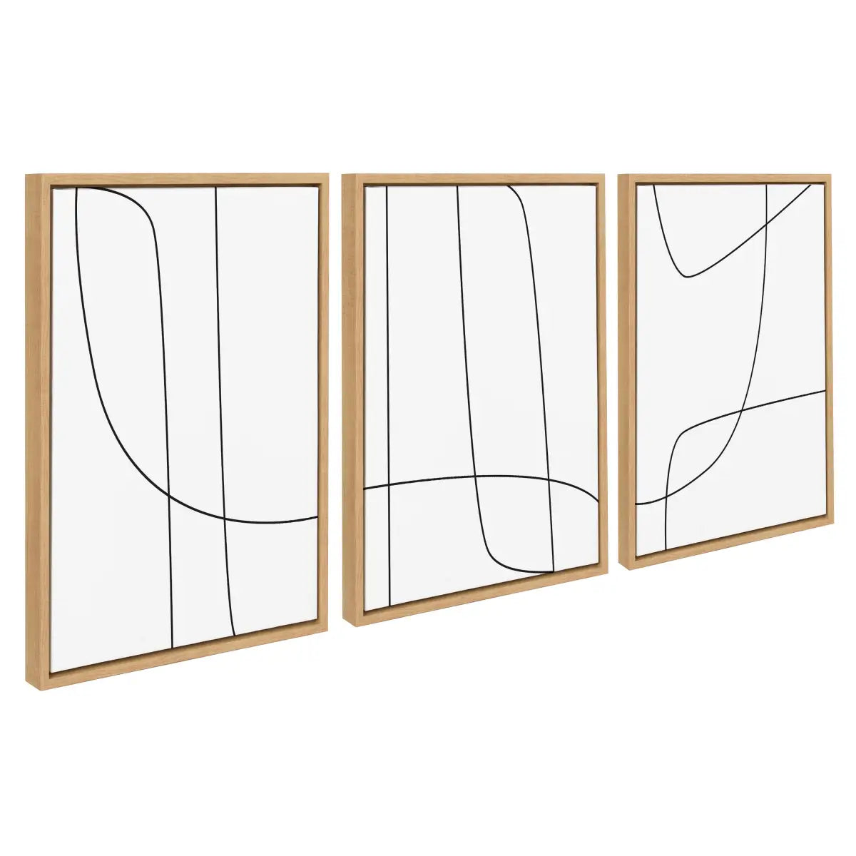 Framed Canvas Set - Modern Line Abstract Black and White - kateandlaurel