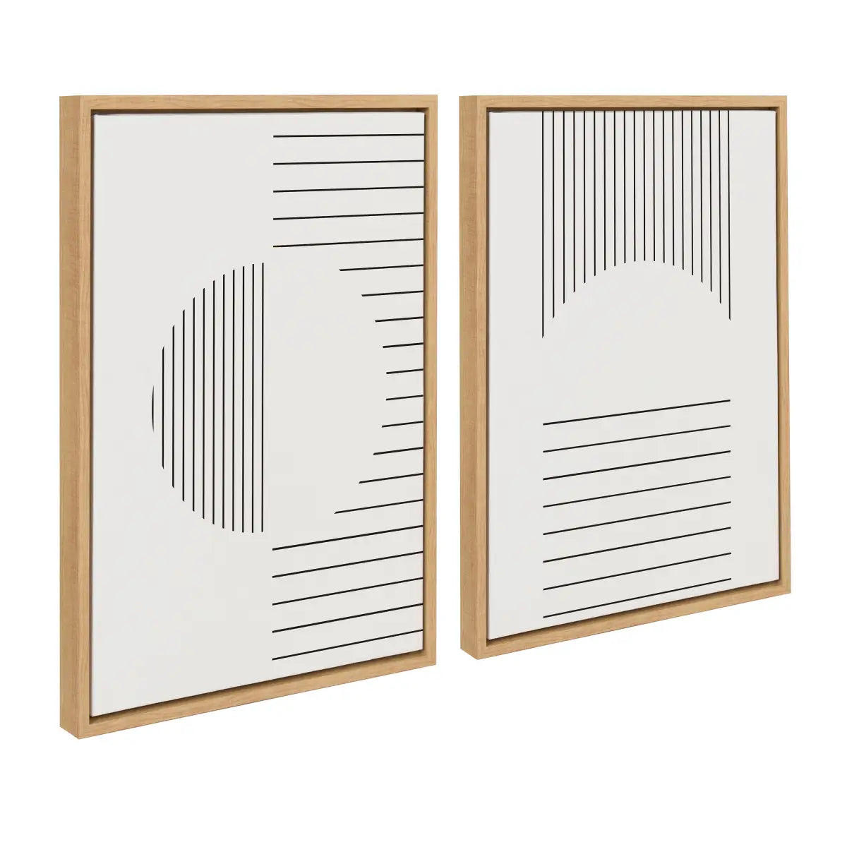 Framed Canvas - Modern Statement Stripes 1 and 2 - Natural / 2 Piece 18x24 - kateandlaurel