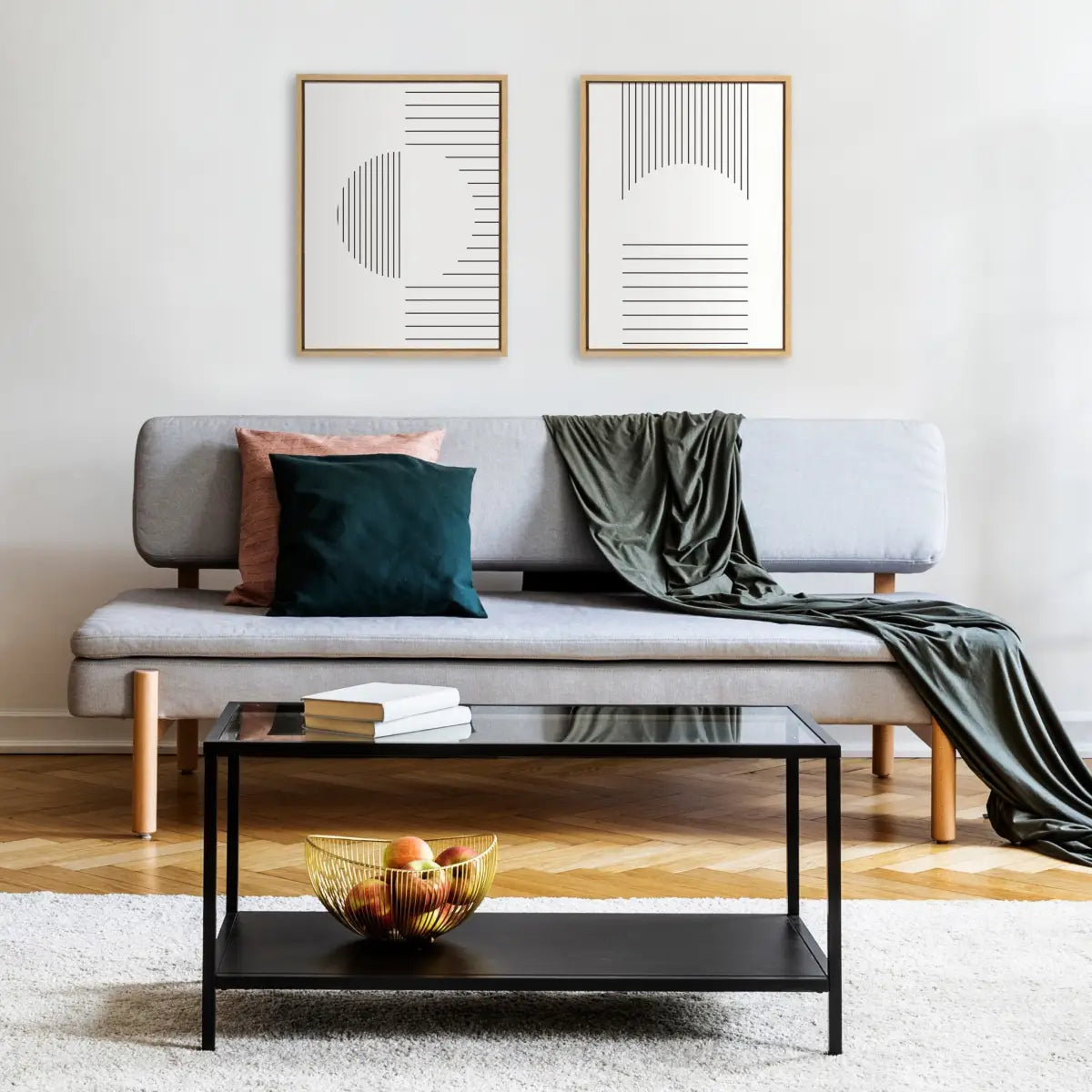 Framed Canvas - Modern Statement Stripes 1 and 2 - Natural / 2 Piece 18x24 - kateandlaurel