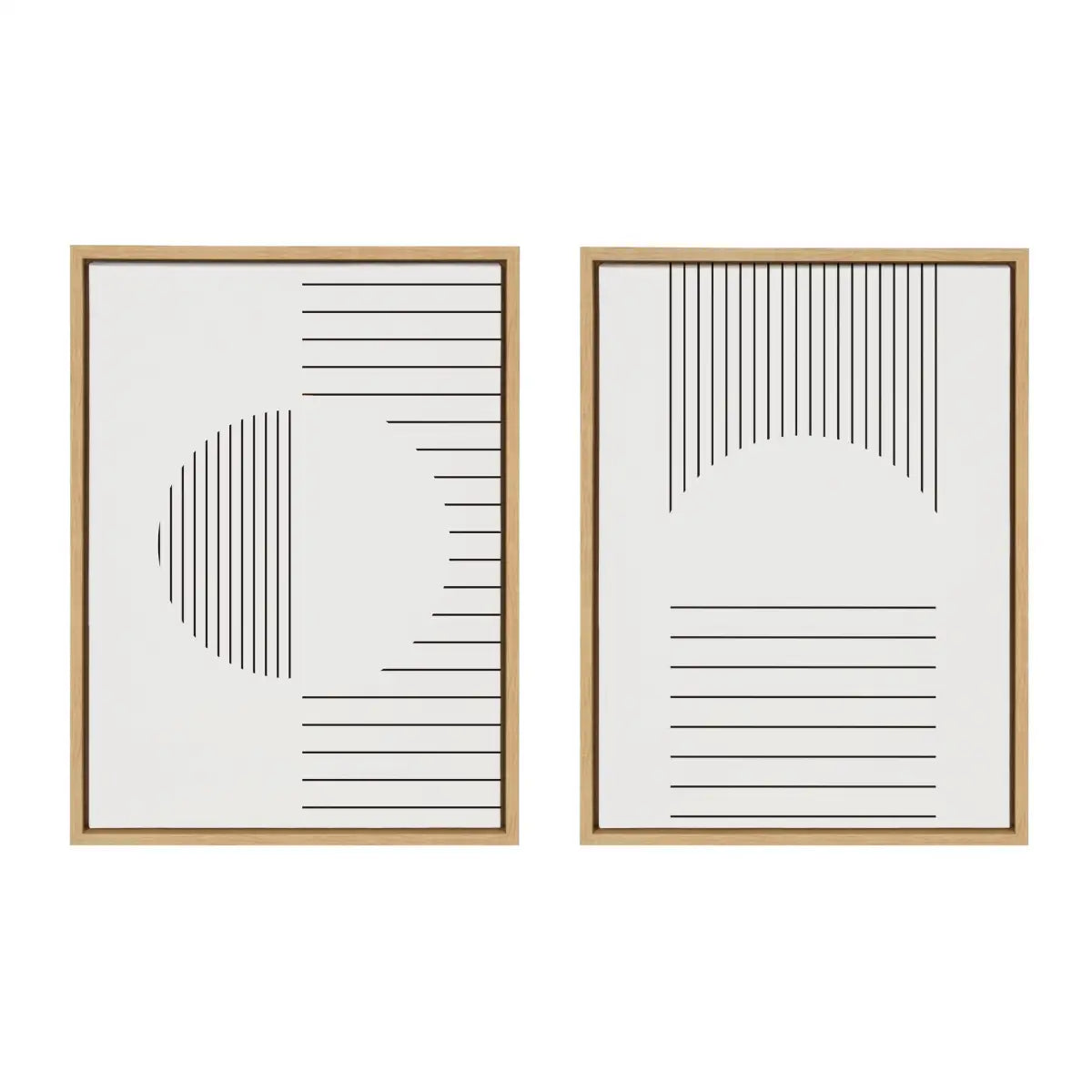 Framed Canvas - Modern Statement Stripes 1 and 2 - Natural / 2 Piece 18x24 - kateandlaurel