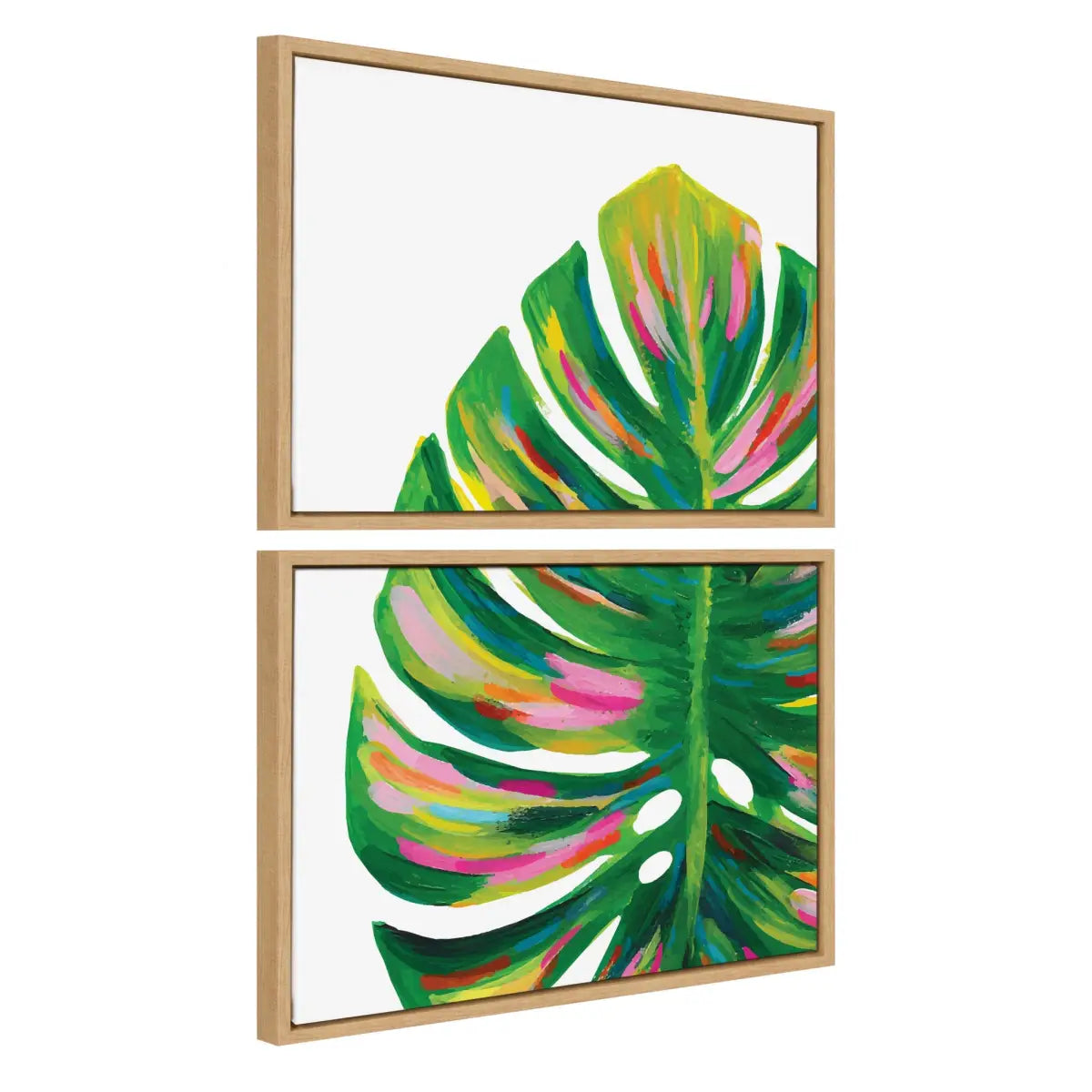 Canvas Art Print Set of 2 - Sylvie Monstera by Jessi Raulet of Ettavee - Natural / 2 Piece Set 18x24 - kateandlaurel