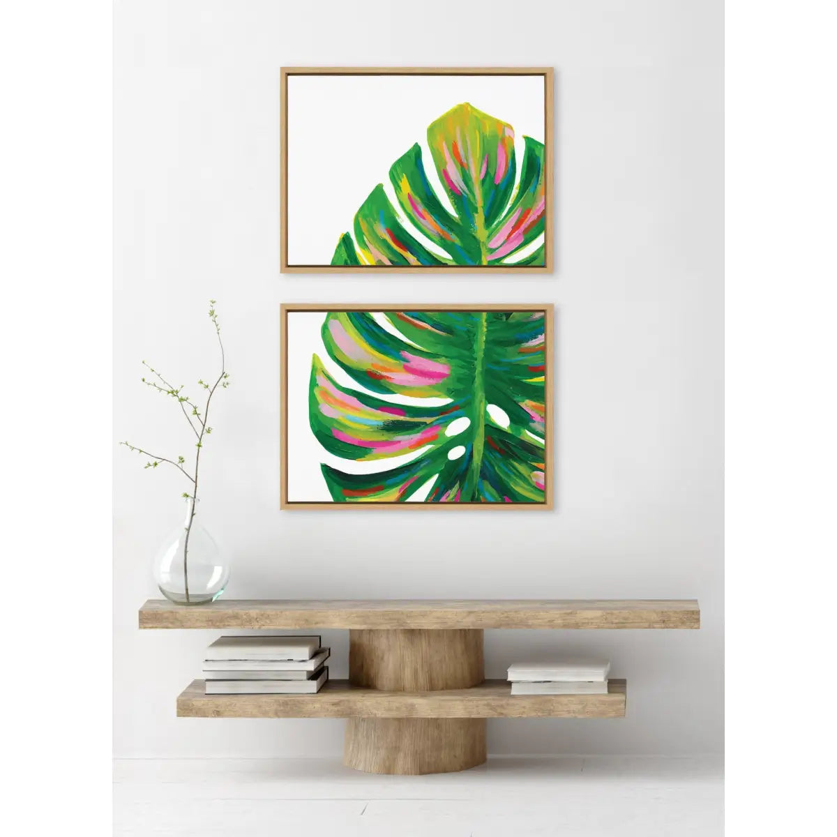 Canvas Art Print Set of 2 - Sylvie Monstera by Jessi Raulet of Ettavee - Natural / 2 Piece Set 18x24 - kateandlaurel