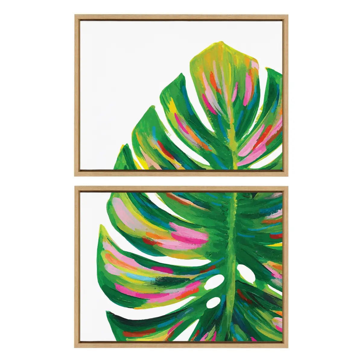 Canvas Art Print Set of 2 - Sylvie Monstera by Jessi Raulet of Ettavee - Natural / 2 Piece Set 18x24 - kateandlaurel