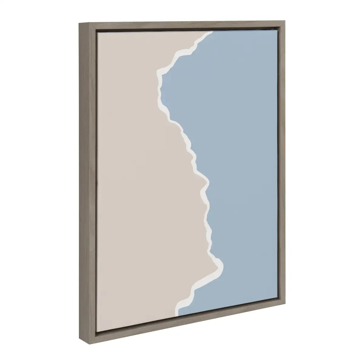 Framed Canvas Art - Muted Abstract Landscape Beige and Blue - Gray / 23x33 - kateandlaurel
