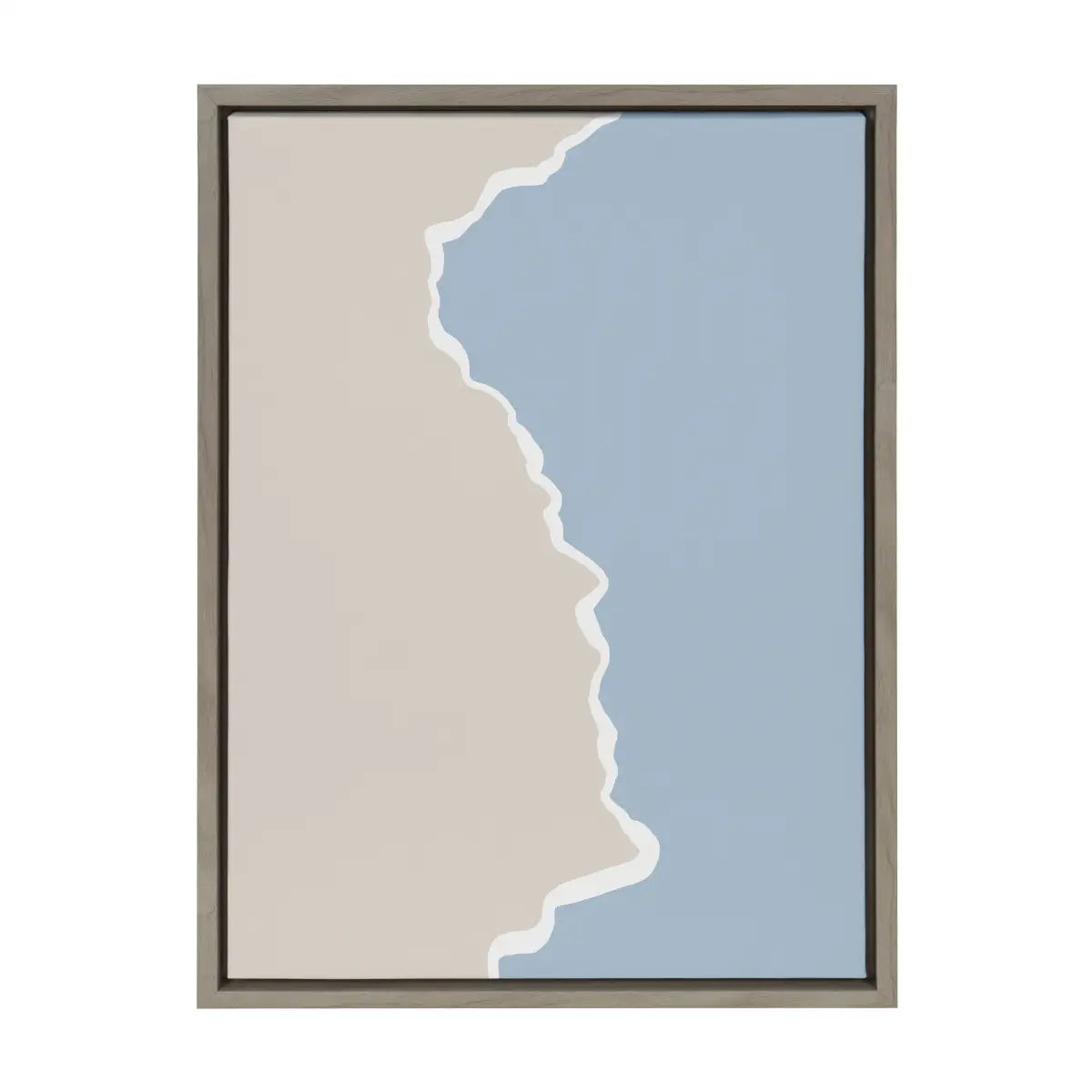 Framed Canvas Art - Muted Abstract Landscape Beige and Blue - Gray / 23x33 - kateandlaurel