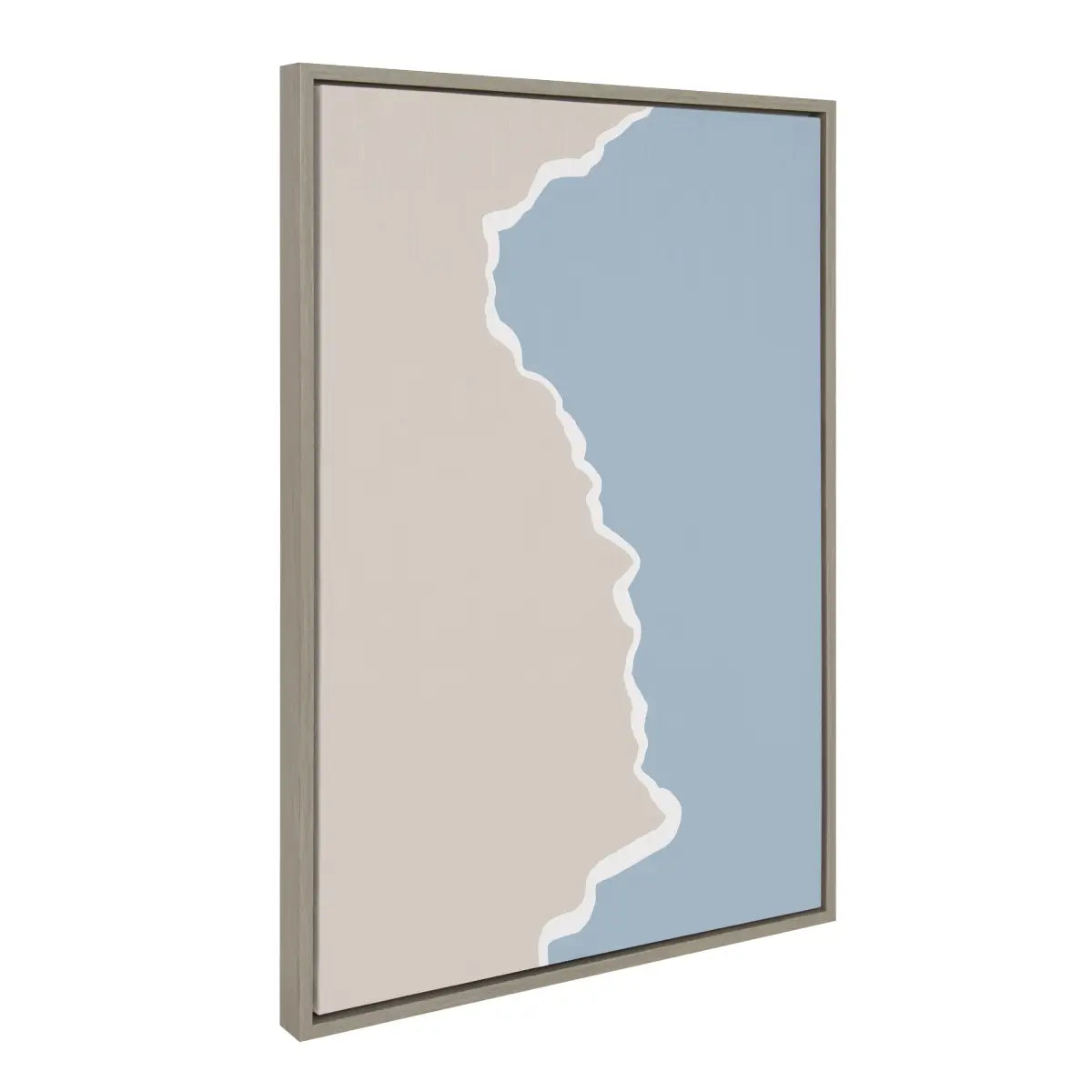 Framed Canvas Art - Muted Abstract Landscape Beige and Blue - Gray / 23x33 - kateandlaurel