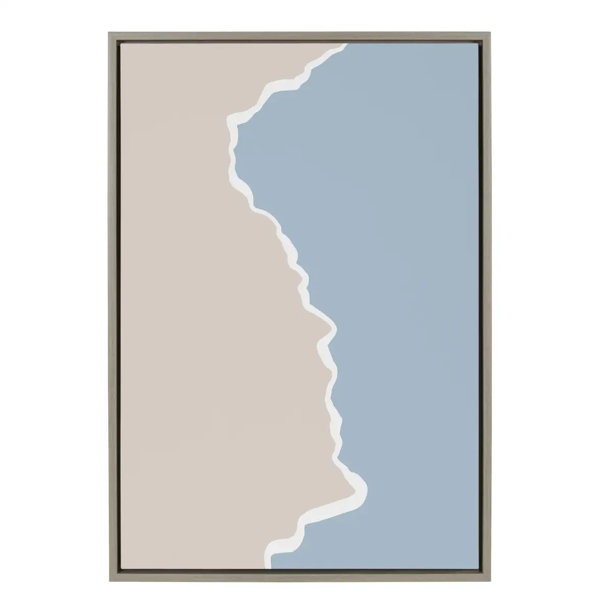 Framed Canvas Art - Muted Abstract Landscape Beige and Blue - Gray / 23x33 - kateandlaurel