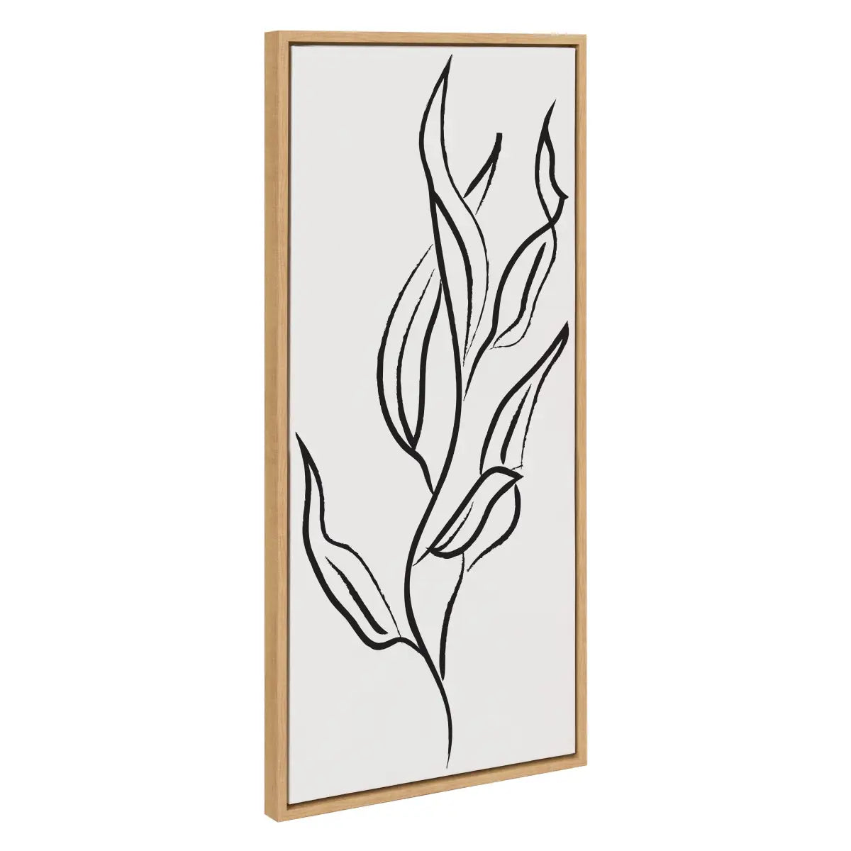 Muted Illustrated Botanical Black and White Framed Canvas - Natural / 18x40 - kateandlaurel