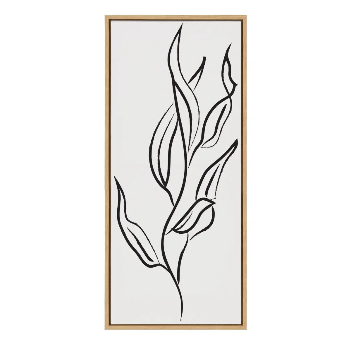 Muted Illustrated Botanical Black and White Framed Canvas - Natural / 18x40 - kateandlaurel