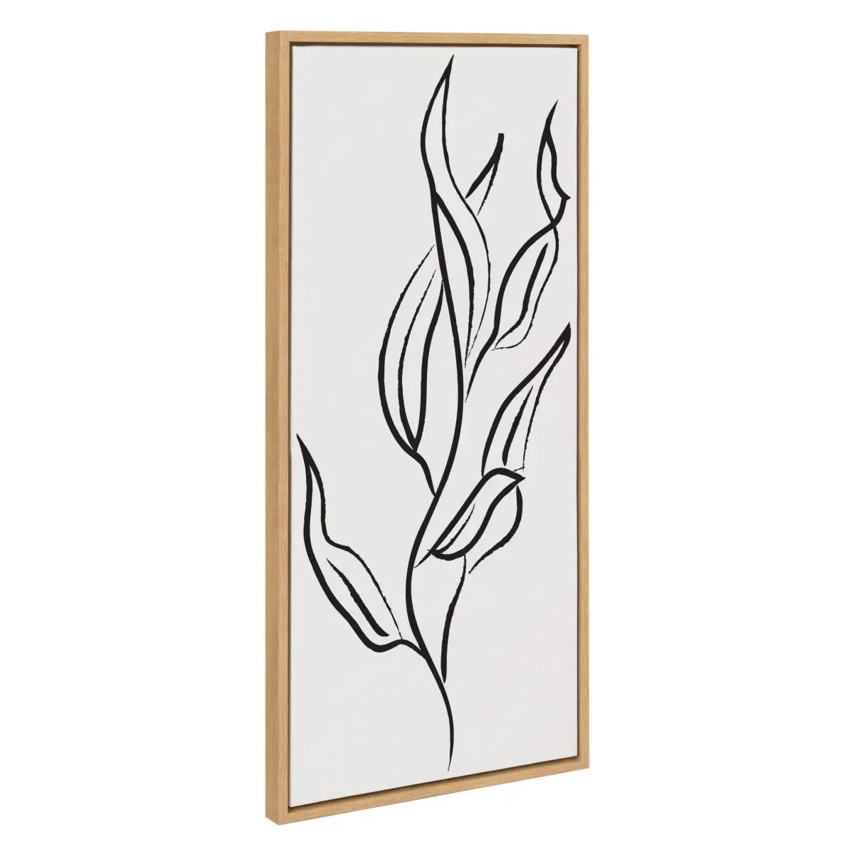 Muted Illustrated Botanical Black and White Framed Canvas - Natural / 18x40 - kateandlaurel
