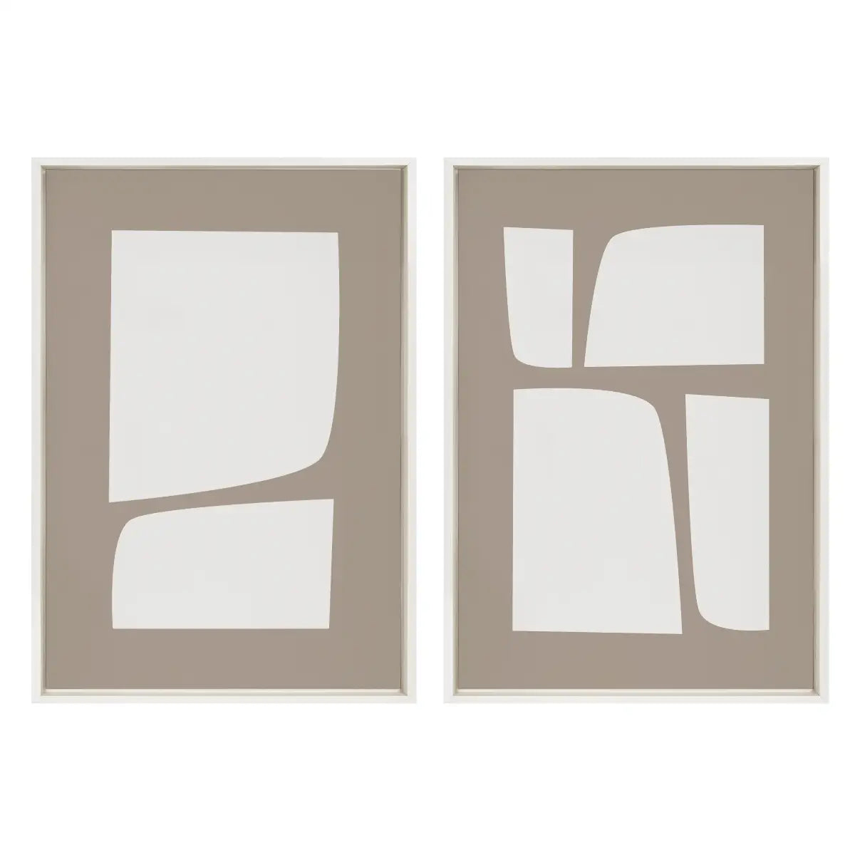 Framed Canvas Art - Neutral Abstract Shapes - Set of 3 - kateandlaurel