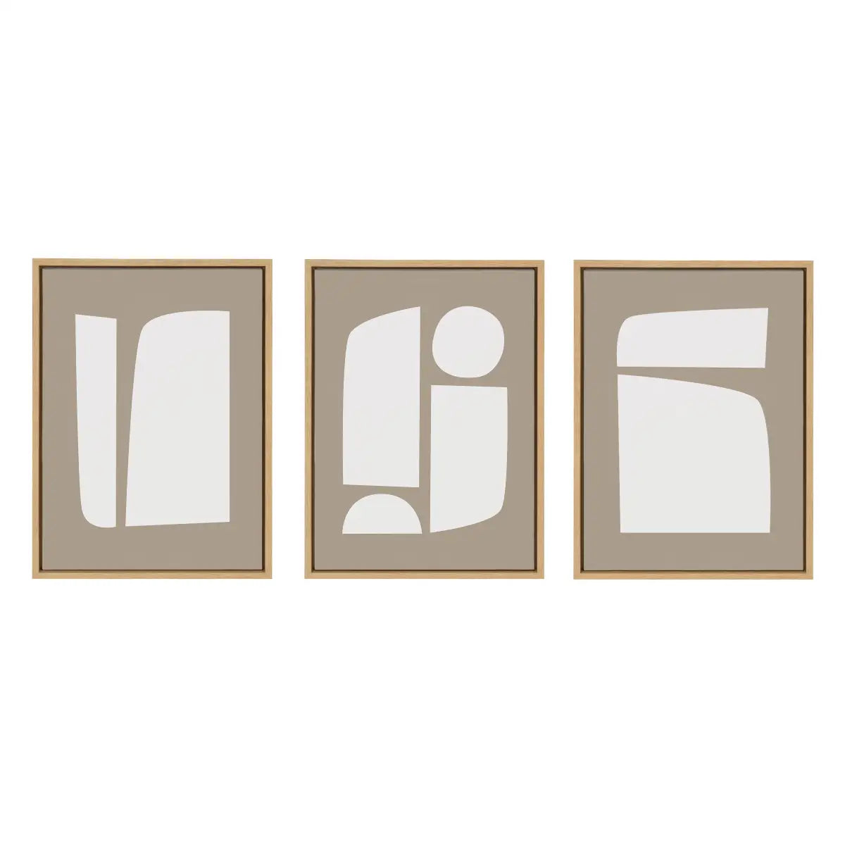 Framed Canvas Art - Neutral Abstract Shapes - Set of 3 - kateandlaurel