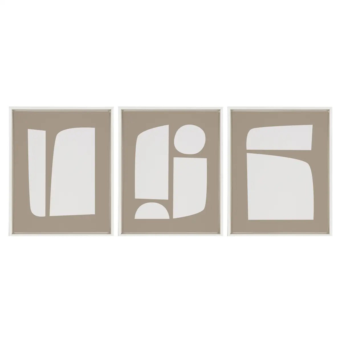 Framed Canvas Art - Neutral Abstract Shapes - Set of 3 - kateandlaurel