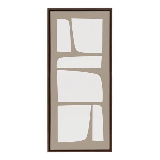 Framed Canvas - Neutral Abstract Aztec Shapes Panel - kateandlaurel