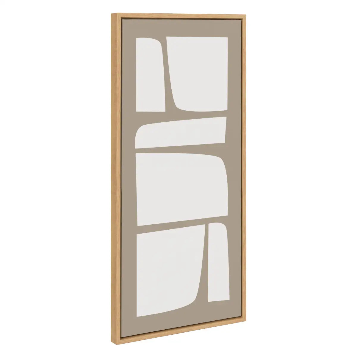 Neutral Abstract Aztec Shapes Panel Framed Canvas - Natural / 18x40 - kateandlaurel