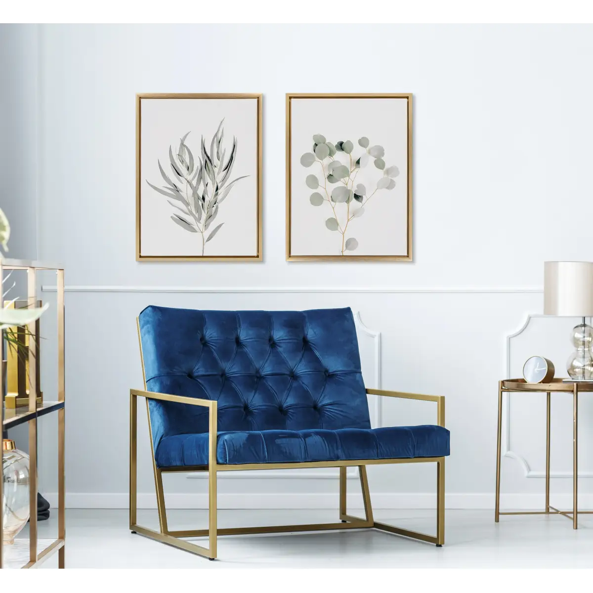 Neutral Botanical 1 and 2 Framed Canvas Set - kateandlaurel