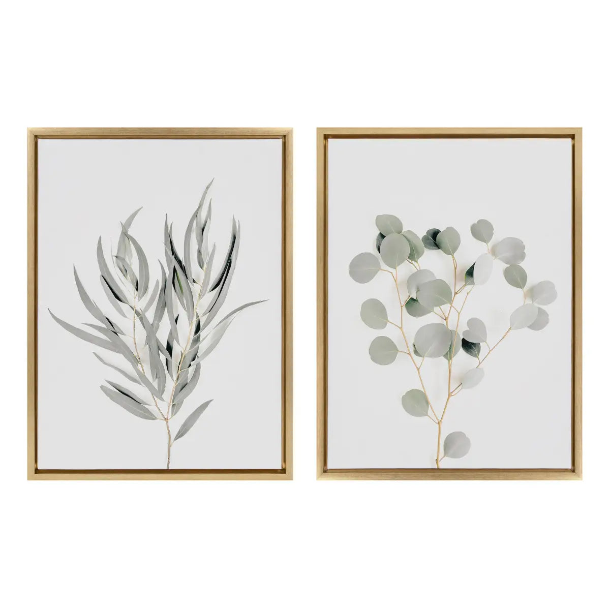 Neutral Botanical 1 and 2 Framed Canvas Set - Gold / 2 Piece 18x24 - kateandlaurel