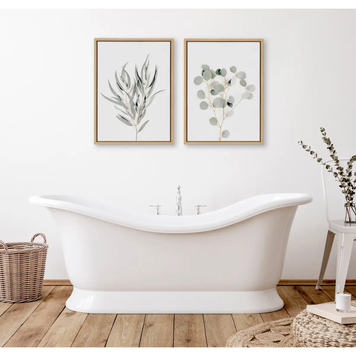 Neutral Botanical 1 and 2 Framed Canvas Set - kateandlaurel