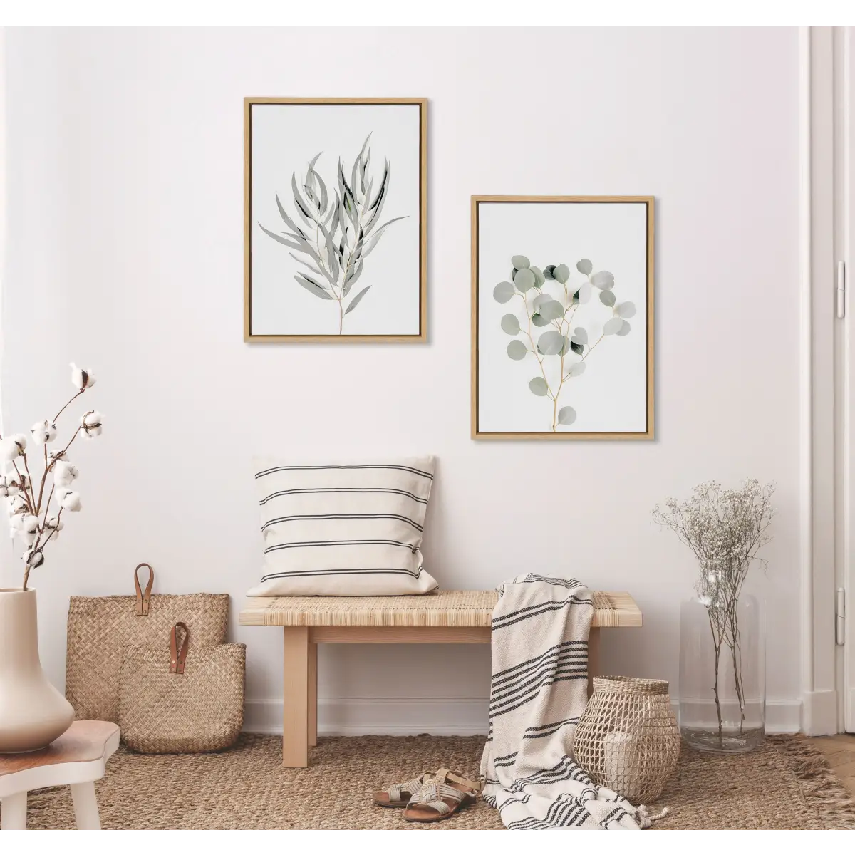 Neutral Botanical 1 and 2 Framed Canvas Set - kateandlaurel