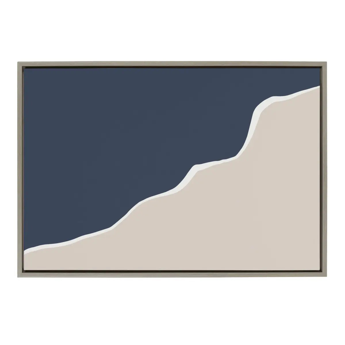 Framed Canvas Art - Ocean and Beach Abstract Landscape - Gray / 23x33 - kateandlaurel