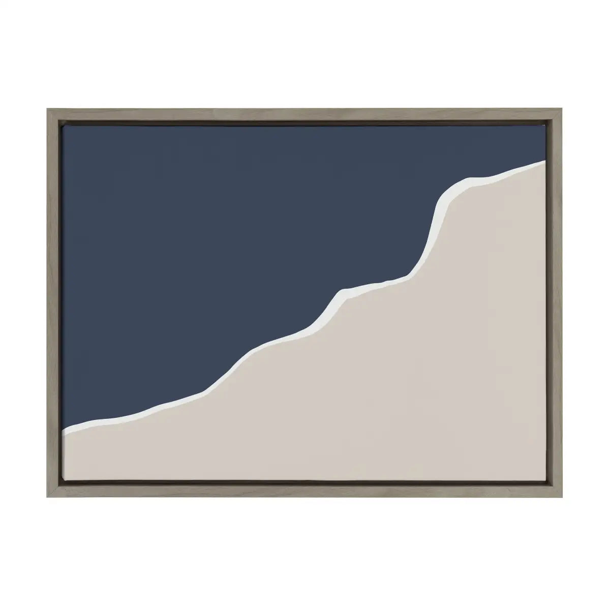 Framed Canvas Art - Ocean and Beach Abstract Landscape - Gray / 23x33 - kateandlaurel