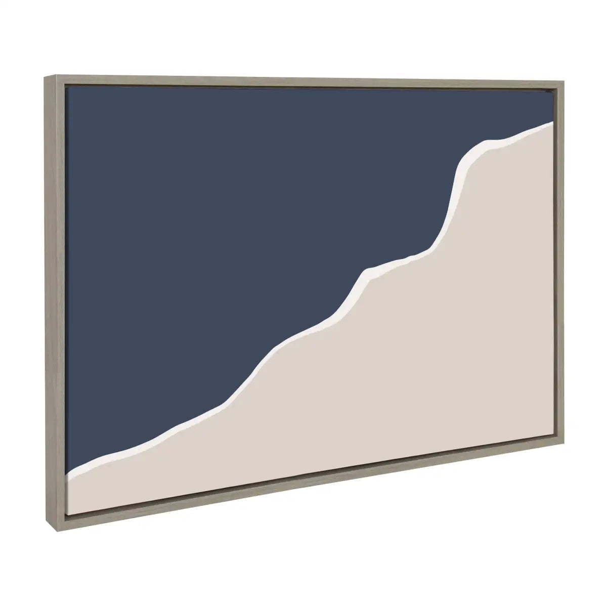 Framed Canvas Art - Ocean and Beach Abstract Landscape - Gray / 23x33 - kateandlaurel
