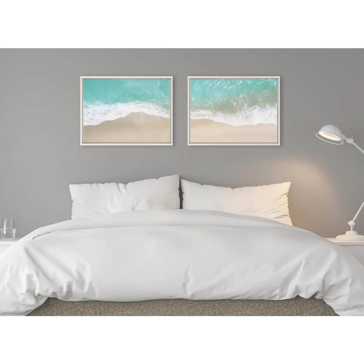 Framed Canvas - Ocean Beach Fantasy Left and Right - White / 2 Piece 18x24 - kateandlaurel