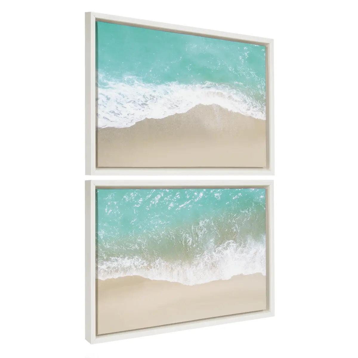 Framed Canvas - Ocean Beach Fantasy Left and Right - White / 2 Piece 18x24 - kateandlaurel